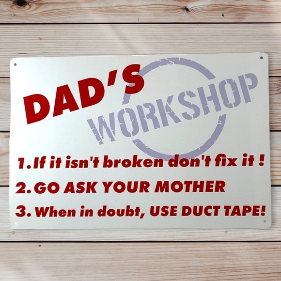 Metal Sign Dad’s Workshop Wall Plaque Retro Decor Man Cave Garage Gift Rectangle - Picture 6 of 11